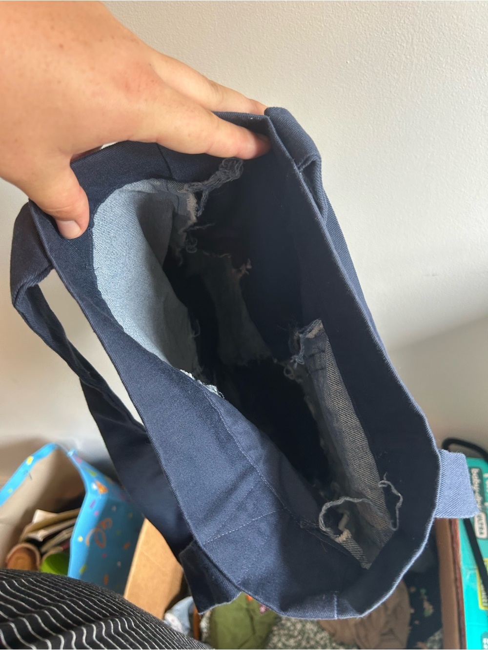 Handmade denim jeans Patchwork Tote Bag - Picture 3 of 3